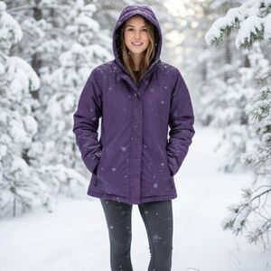 L.L. Bean Winter Warmer Coat Hooded and Fleece Lined Size XL in Purple 💜